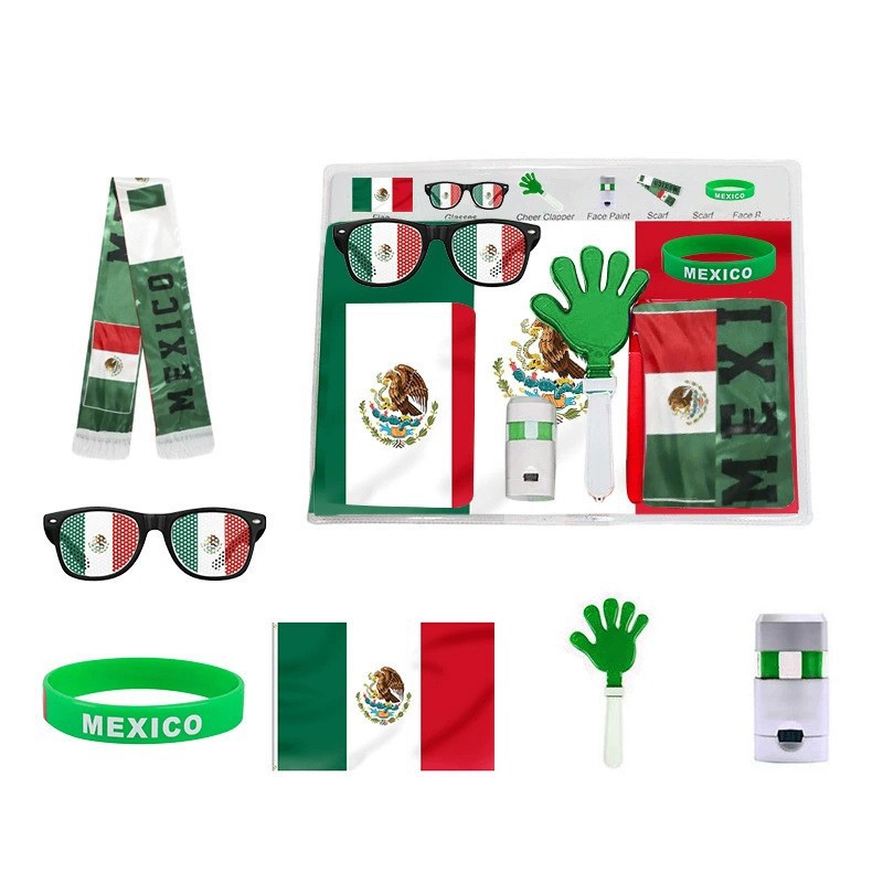 Ultimate 2026 World Cup Football Fan Cheer Kit - Party Packs with Country Flag, Sunglasses, Clapper & Face Paint