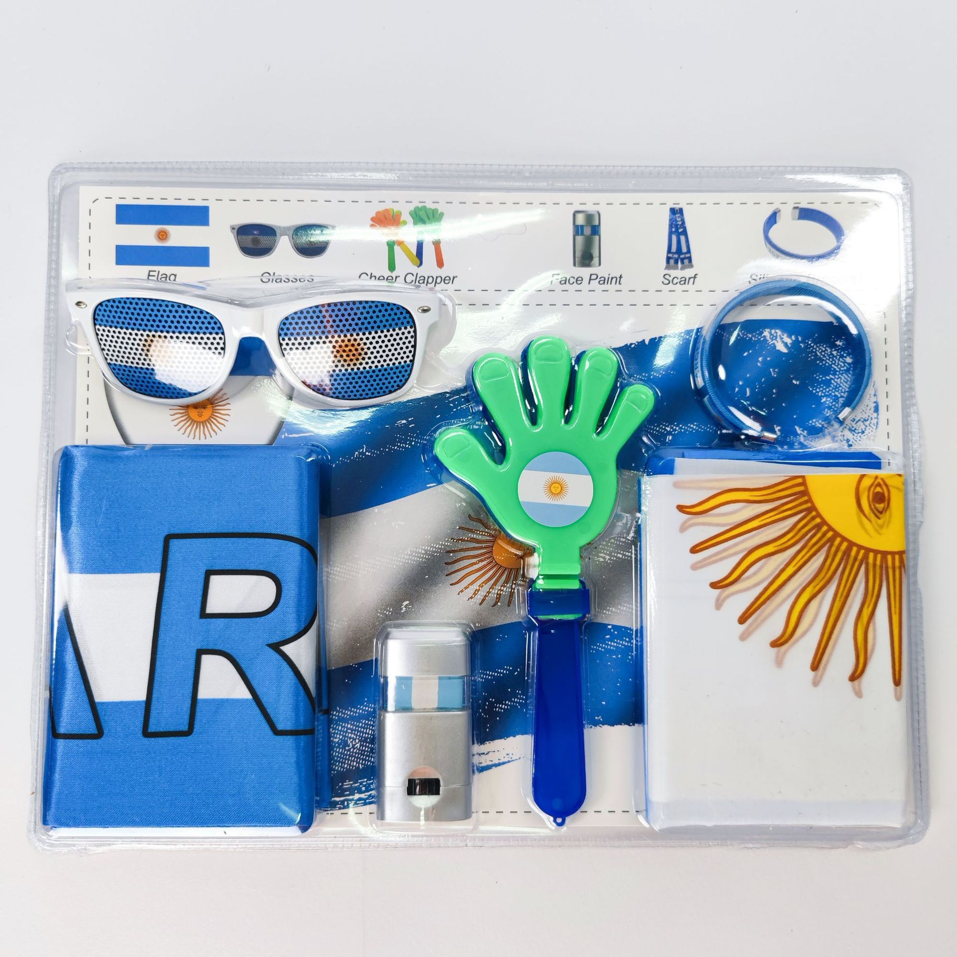 Ultimate 2026 World Cup Football Fan Cheer Kit - Party Packs with Country Flag, Sunglasses, Clapper & Face Paint