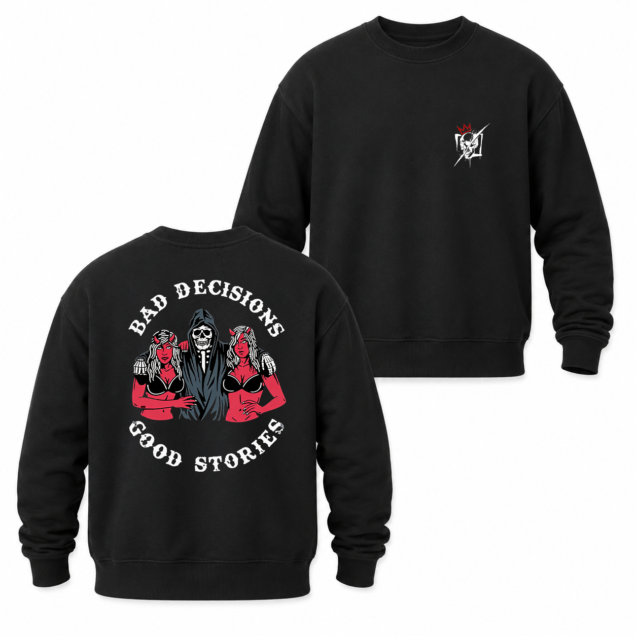 Bad Decisions Good Stories Skeleton T-Shirt & Hoodie