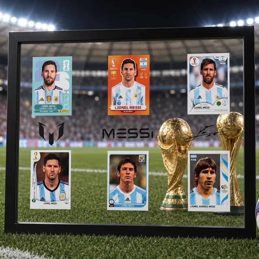 Lionel Messi Luxury Transparent Floating Frame - World Cup GOAT Card Display with Autograph