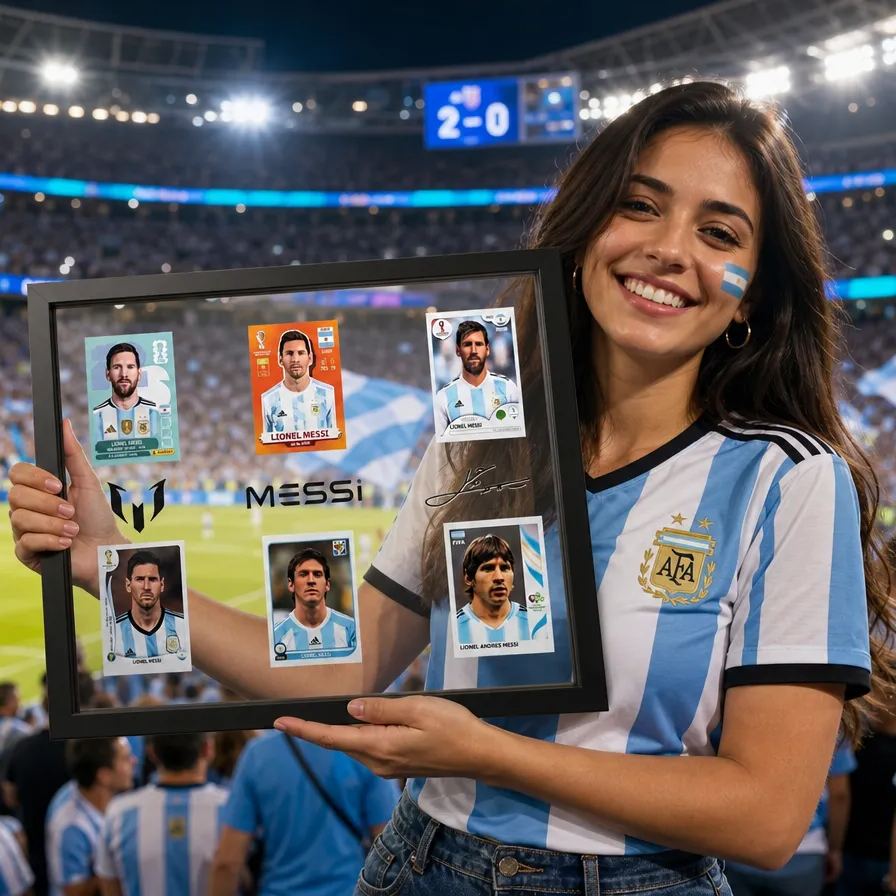 Lionel Messi Luxury Transparent Floating Frame - World Cup GOAT Card Display with Autograph