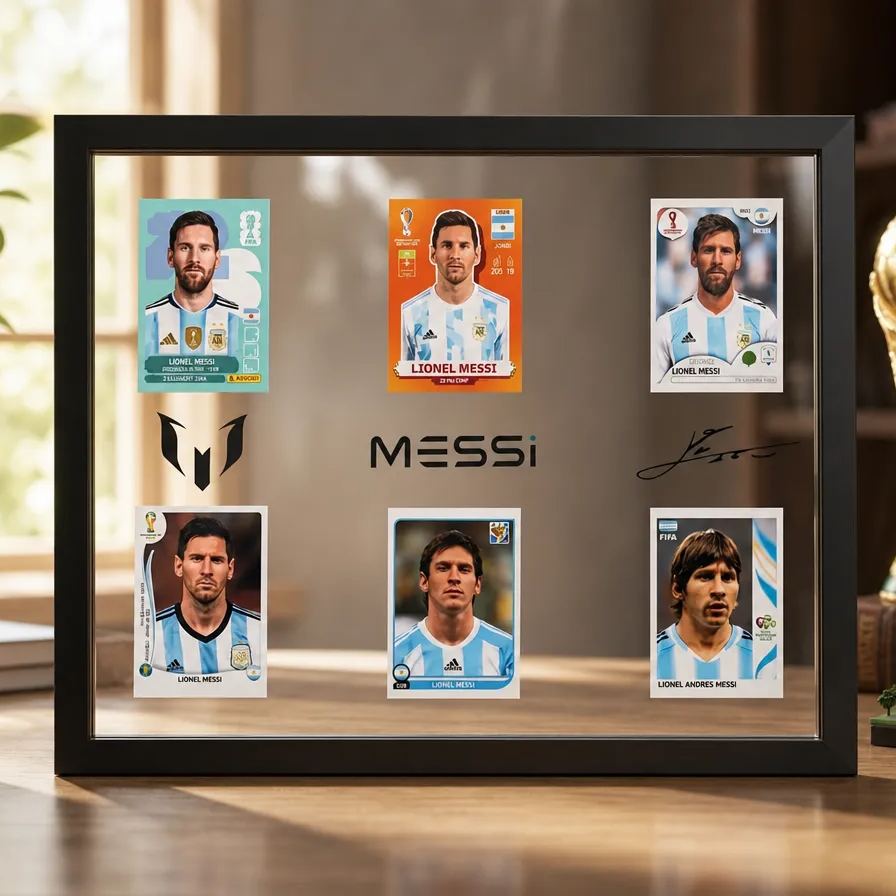 Lionel Messi Luxury Transparent Floating Frame - World Cup GOAT Card Display with Autograph