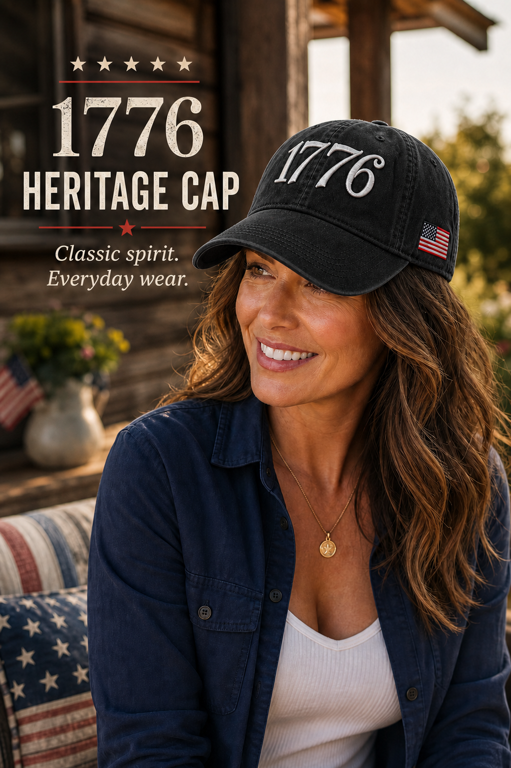 1776 Embroidered Hat Patriotic American Flag Cap
