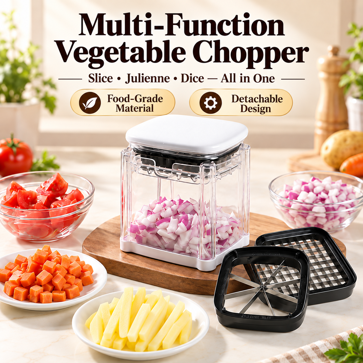 Press Chopper Multi Functional Food Chopper Slice