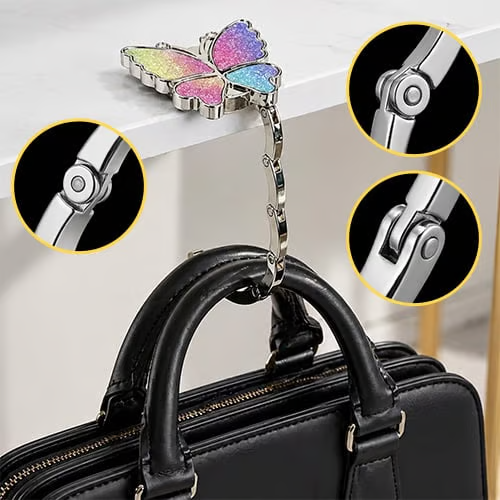 🔥Hot Sale 49% OFF🎁 Butterfly Foldable Handbag Hook – Stylish, Portable & Non-Slip Bag Hanger