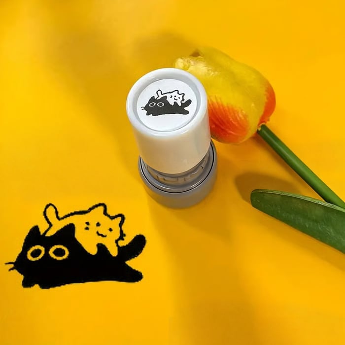 🔥Last Day Flash Sale- 49% OFF 🎁Cat Pattern Stamp, 5 Counts/set Round Self-inking Stamp