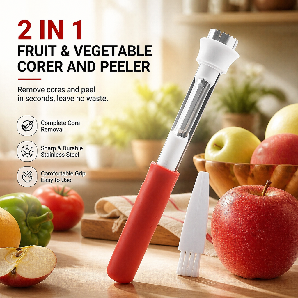 🔥2-in-1 Stainless Steel Fruit Corer & Peeler✨Must-Have Kitchen Gadget