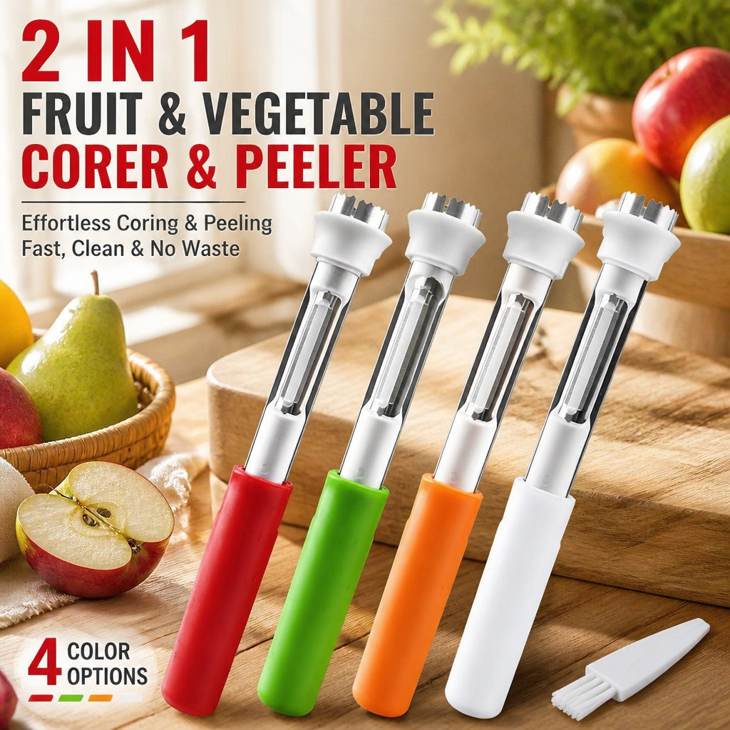🔥2-in-1 Stainless Steel Fruit Corer & Peeler✨Must-Have Kitchen Gadget