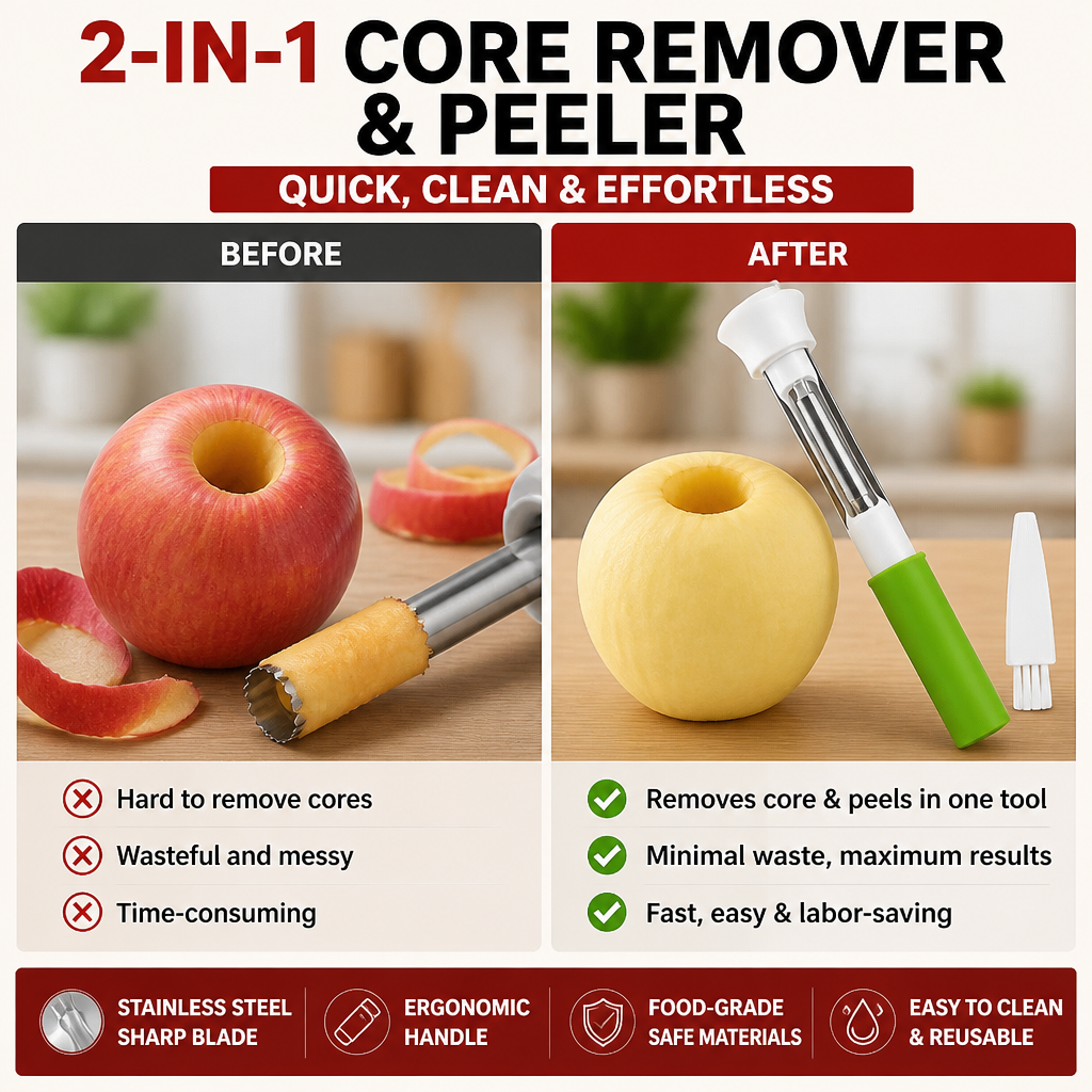 🔥2-in-1 Stainless Steel Fruit Corer & Peeler✨Must-Have Kitchen Gadget