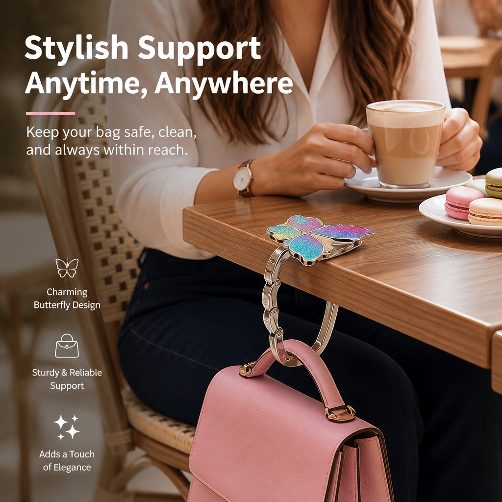 🔥Last Day Sale 49% OFF🎁Butterfly Foldable Handbag Hook – Stylish, Portable & Non-Slip Bag Hanger