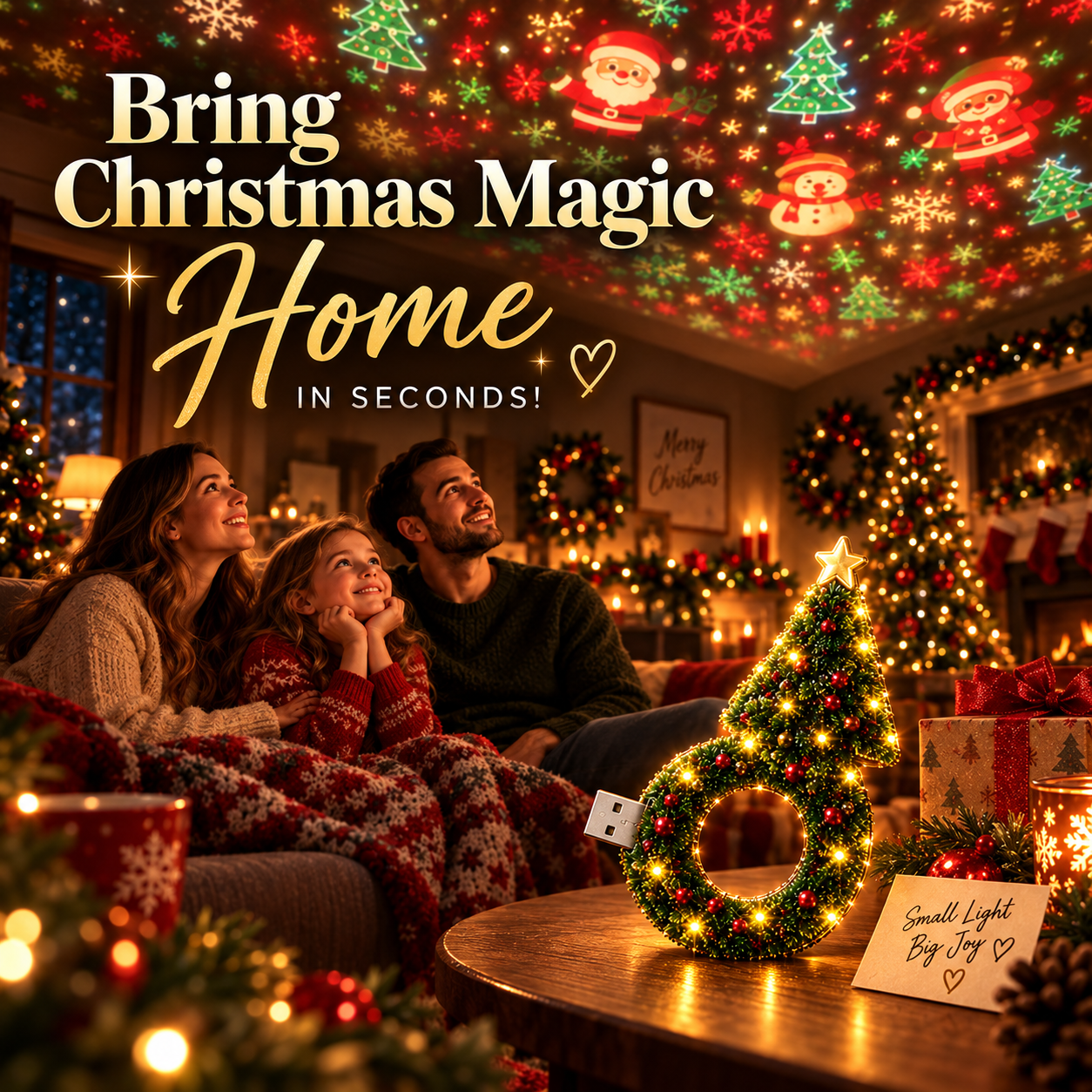 🔥Plug-&-Play HD Christmas Projector – 6 Festive Scenes