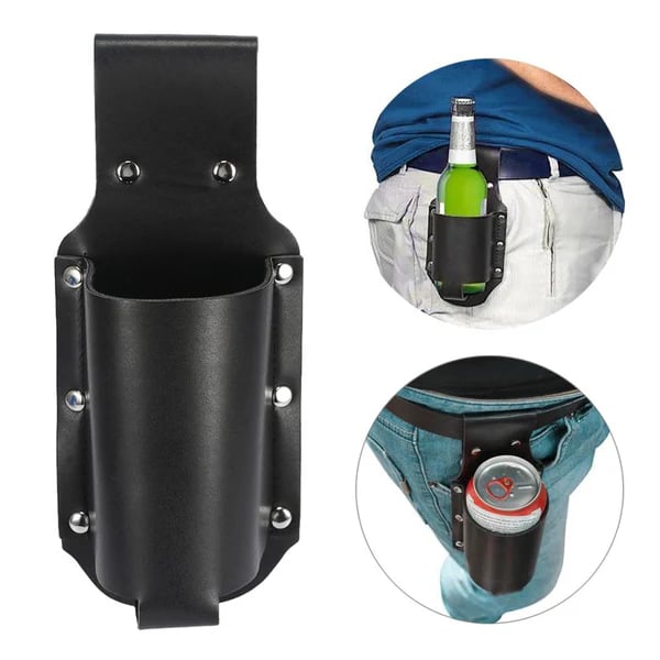 🍺PortaBeer Belt Beer Bottle Leather Holster – 🥩Hands-Free Drink Waist Holder