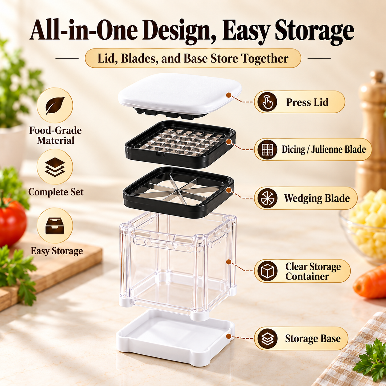 Press Chopper Multi Functional Food Chopper Slice