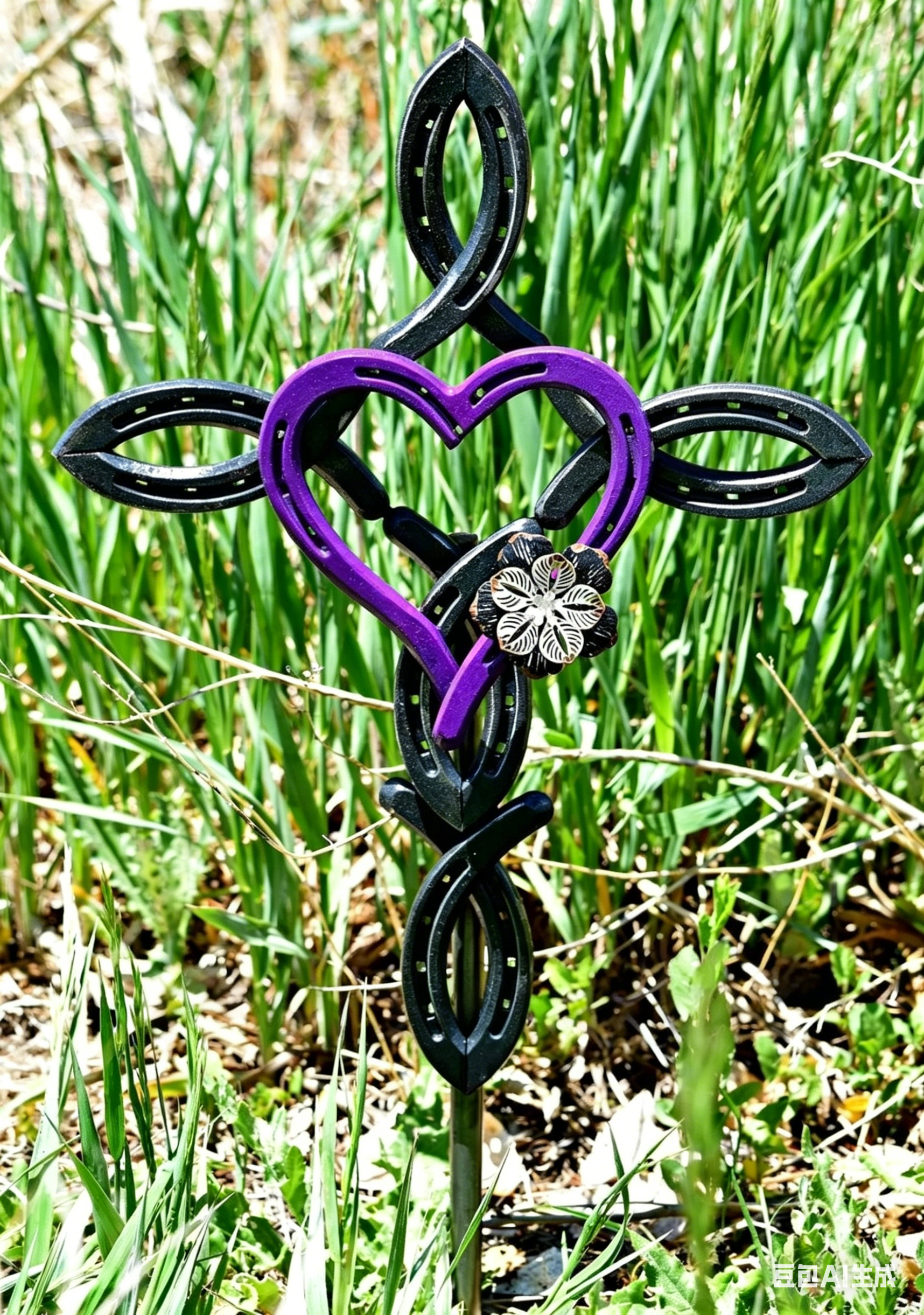 ❤Natural Horseshoe Cross With Heart