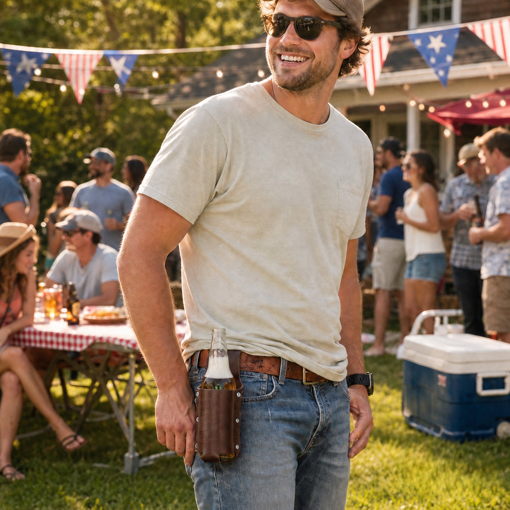 🍺PortaBeer Belt Beer Bottle Leather Holster – 🥩Hands-Free Drink Waist Holder