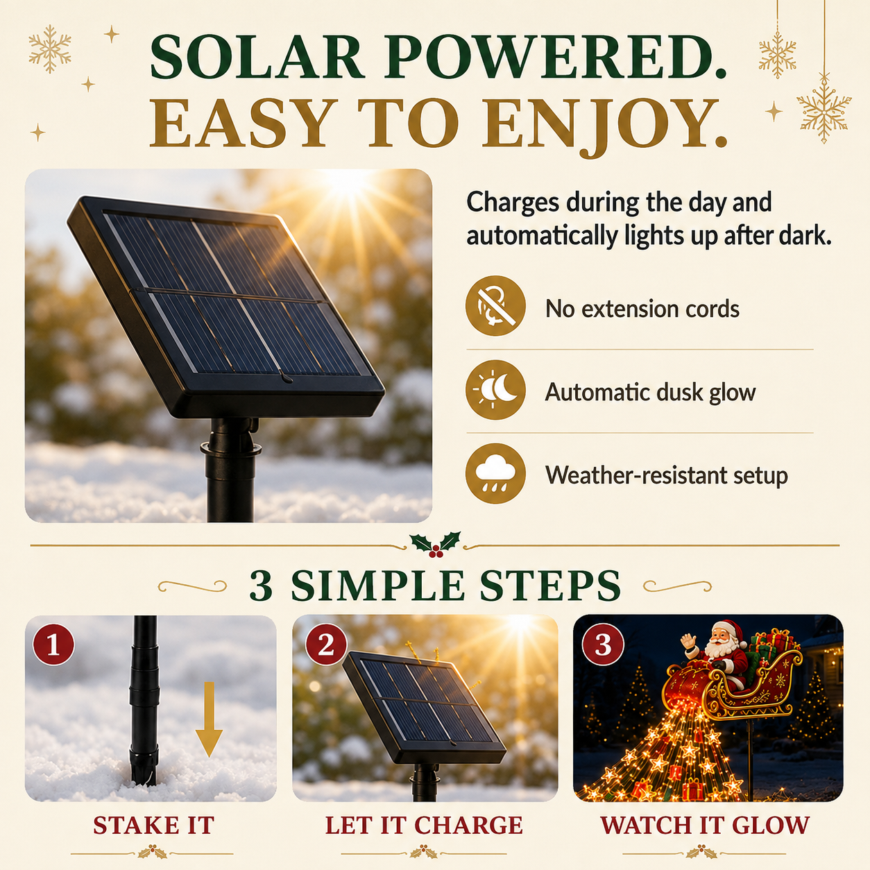 Solar Powered Santa Christmas Garden Light