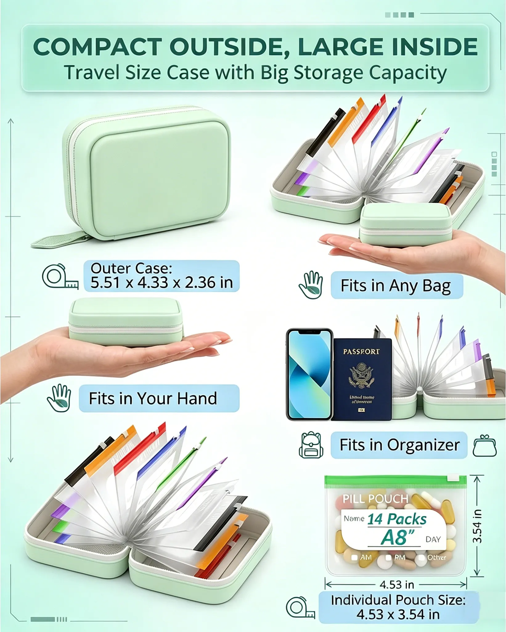 Portable Travel Pill Organizer