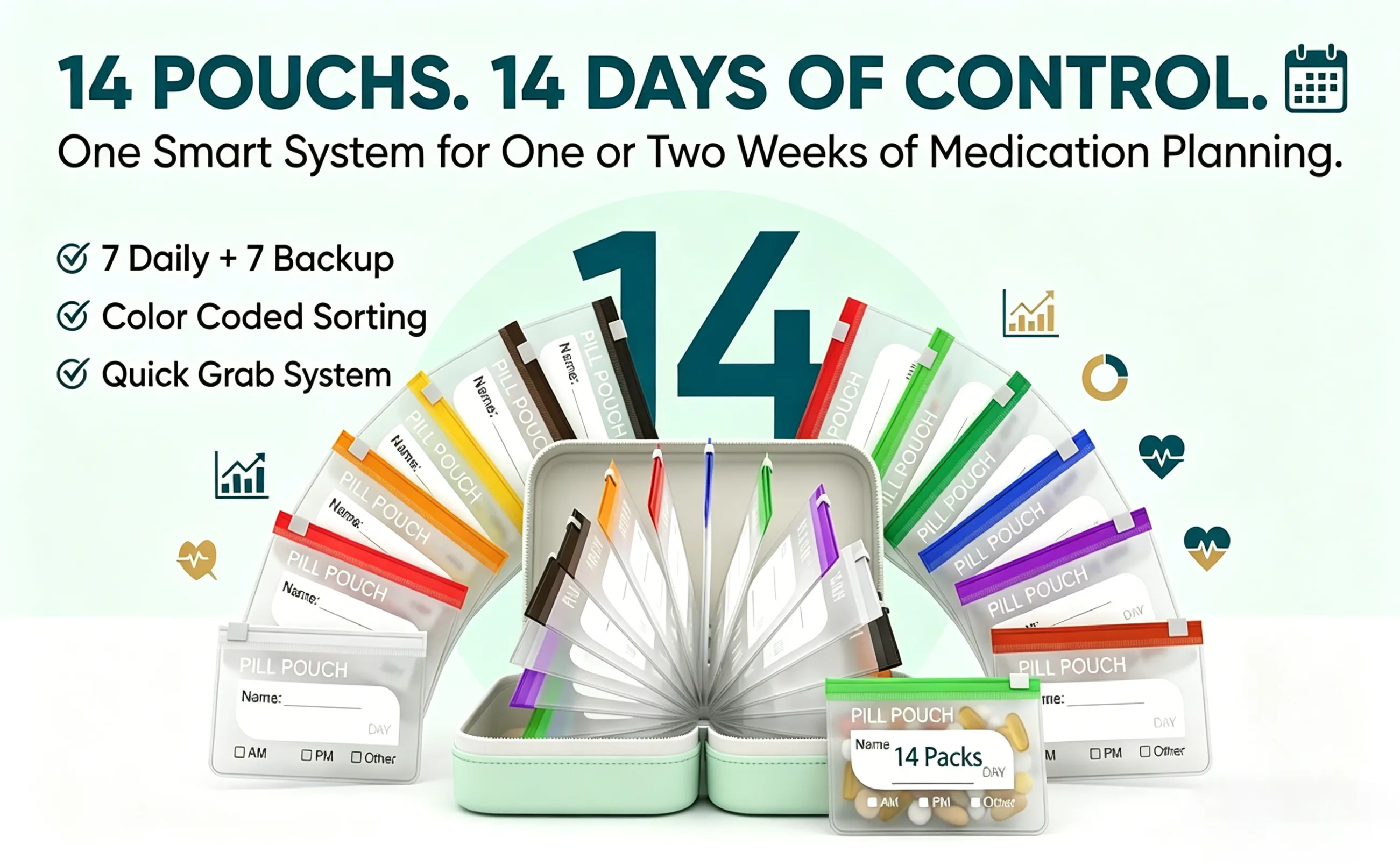 14 Day Large Capacity Pill Storage