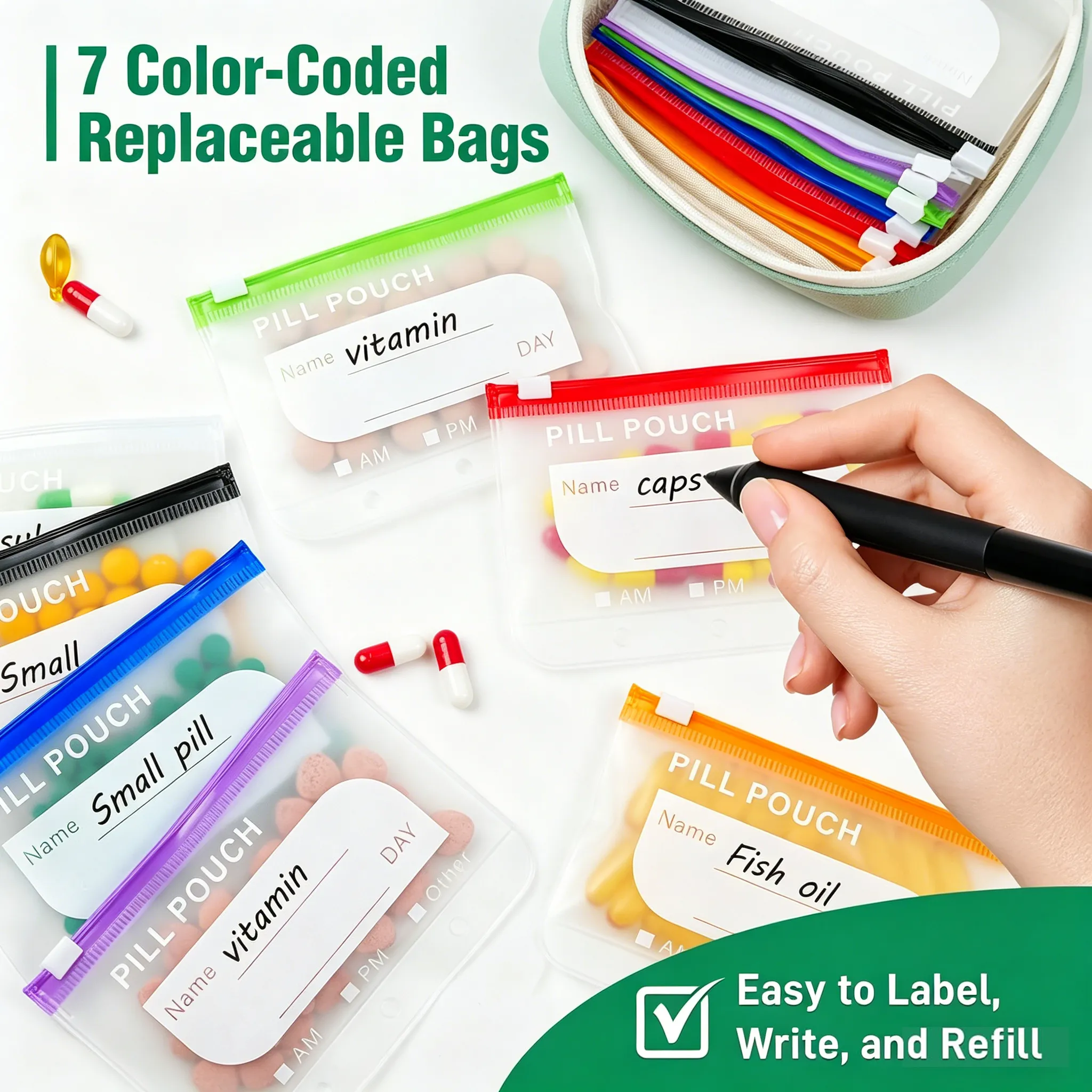 Writable Pill Pouch Labels