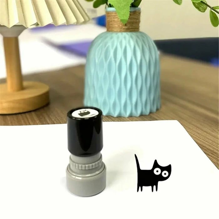 🔥Last Day Flash Sale- 49% OFF 🎁Cat Pattern Stamp, 5 Counts/set Round Self-inking Stamp