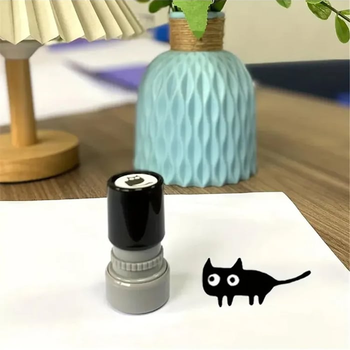 🔥Last Day Flash Sale- 49% OFF 🎁Cat Pattern Stamp, 5 Counts/set Round Self-inking Stamp