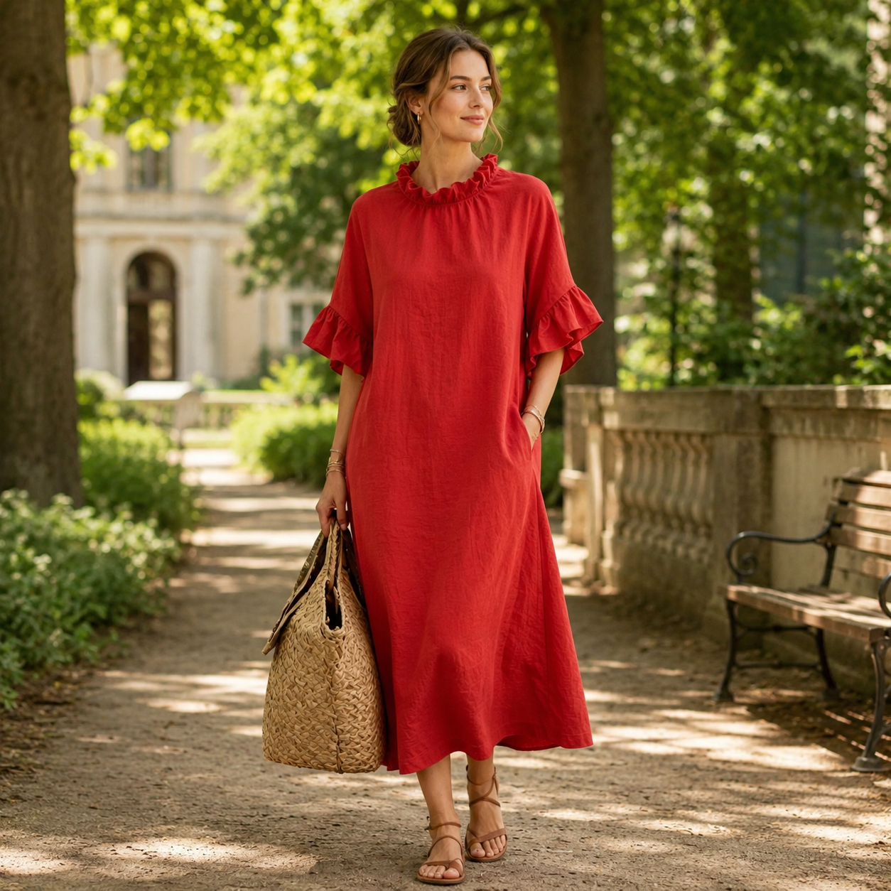 🌸 Luftig, feminin & elegant – Rüschenkleid mit Volantärmeln und entspannter Passform ✨
