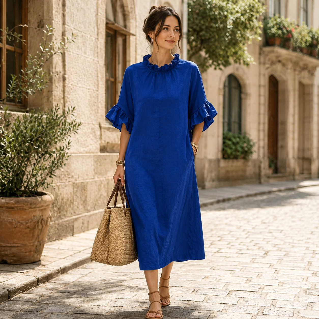 🌸 Luftig, feminin & elegant – Rüschenkleid mit Volantärmeln und entspannter Passform ✨
