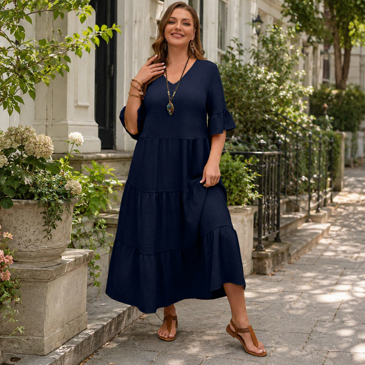 🌿 Leicht durch den Tag – Das feminine Stufenkleid mit fließender Weite & zeitlosem Charme