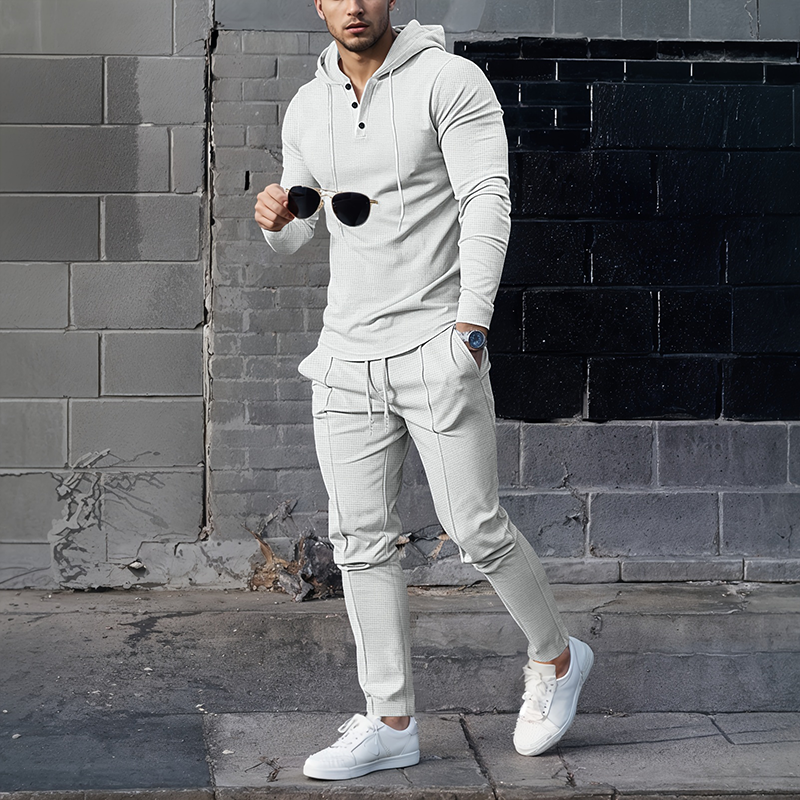 🎁2026 Nieuw binnen 70% KORTING💥Heren effen kleur hoodie trainingspak 2-delige set