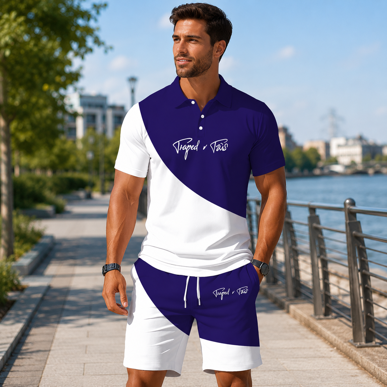 ☀️ Sportliches Herren-Polo-Set mit Shorts – Moderner Freizeit-Look, markante Kontrastdetails & unkomplizierter Sommerkomfort 😎✨