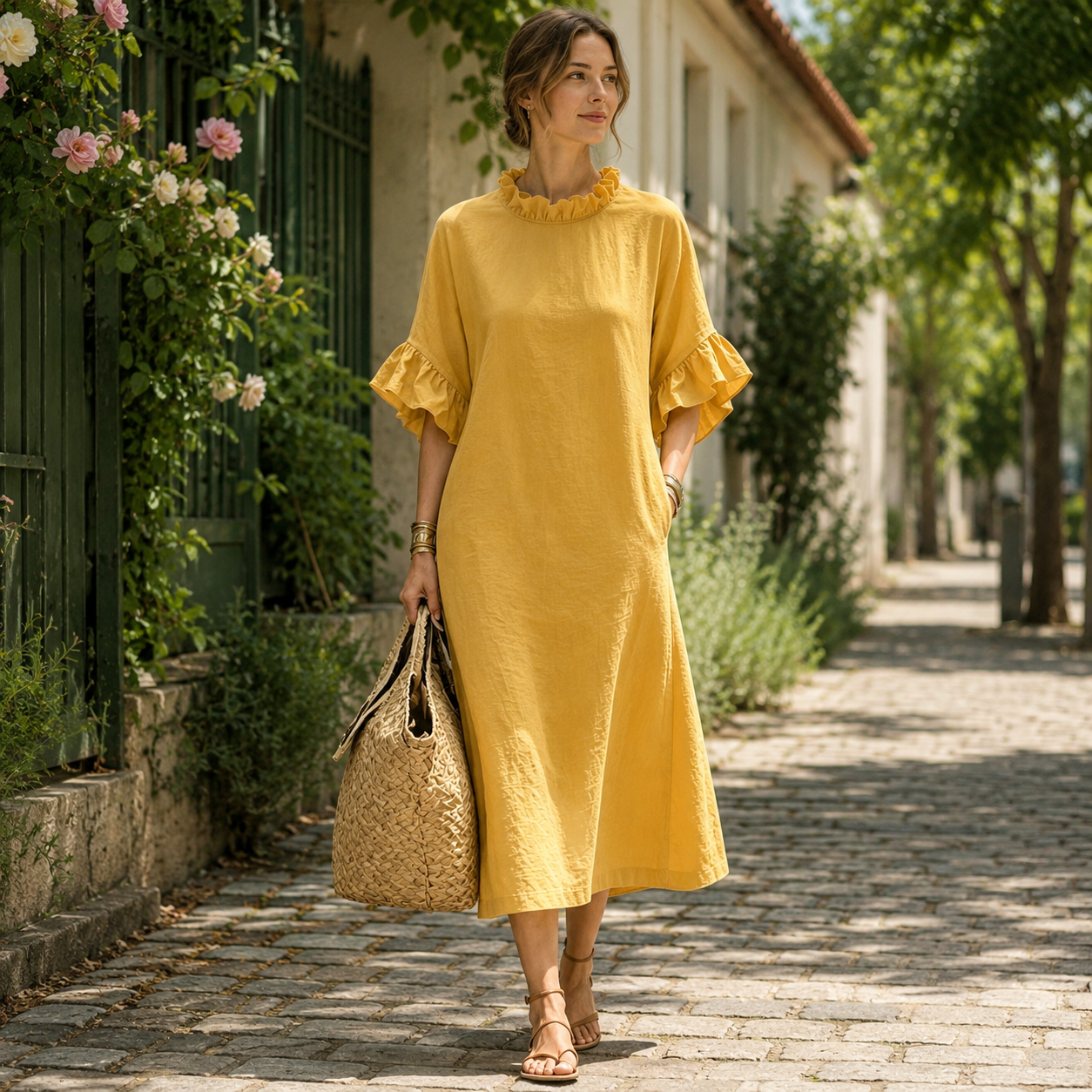 🌸 Luftig, feminin & elegant – Rüschenkleid mit Volantärmeln und entspannter Passform ✨