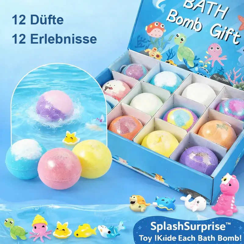 SPLASHSURPRISE™ Kinder-Badebomben-Set – Schluss mit dem Badezeit-Stress!