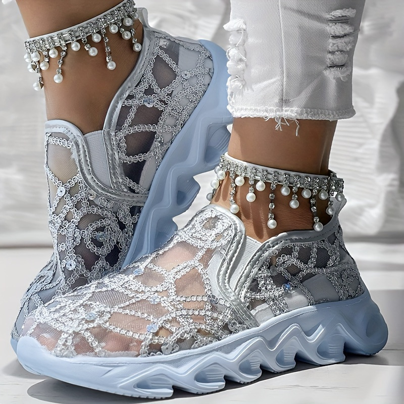 Casual Sneakers met Mesh-borduursel voor dames - Stijl ontmoet ultiem comfort! 👟✨
