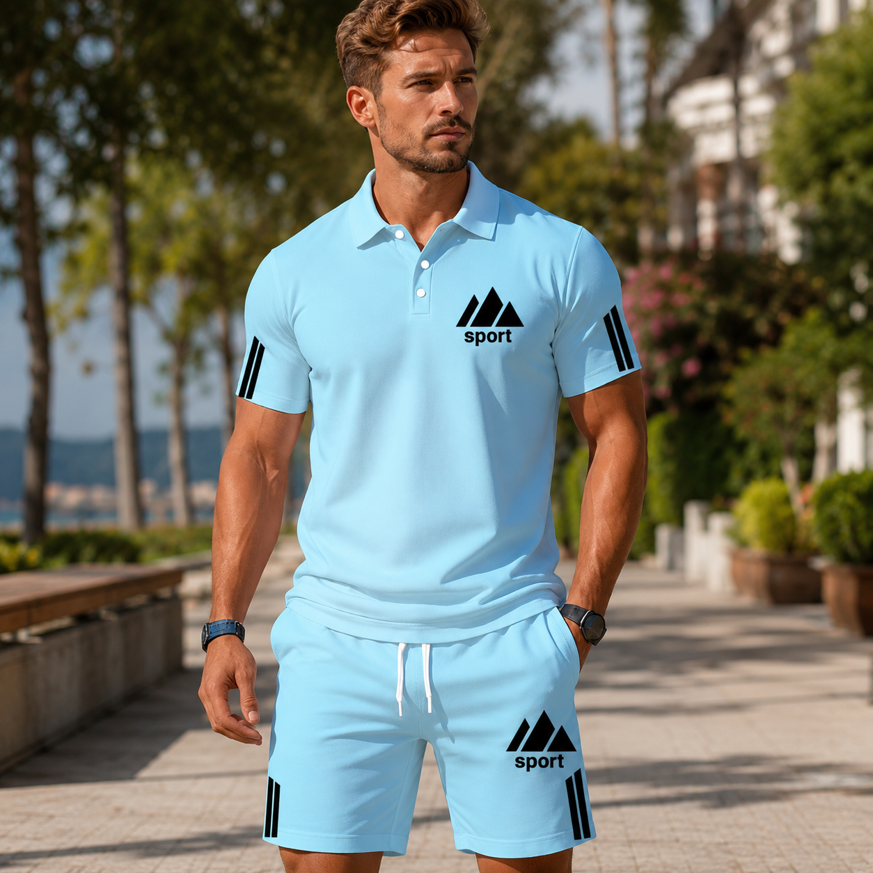 🌿 Herren-Polo-Zweiteiler mit Shorts – sportlich, gepflegt und angenehm unkompliziert
