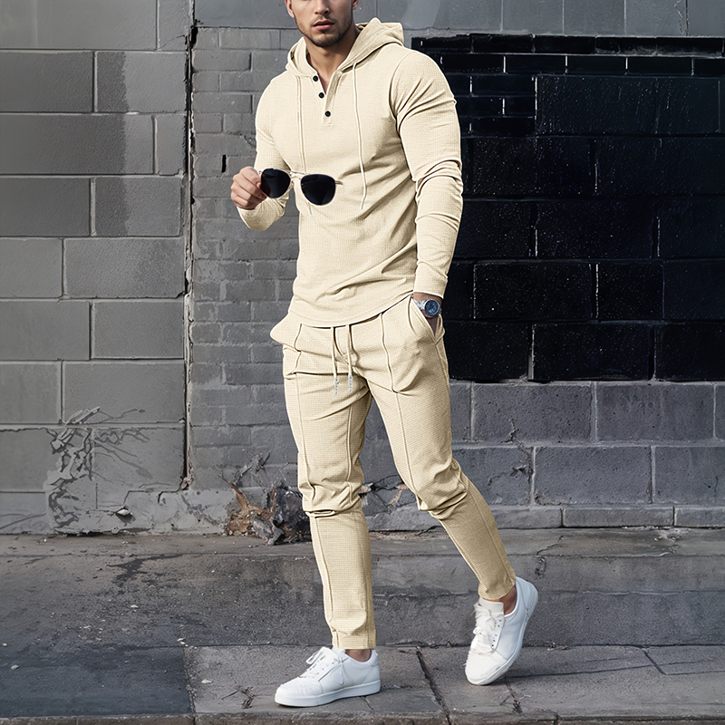 🎁2026 Nieuw binnen 70% KORTING💥Heren effen kleur hoodie trainingspak 2-delige set