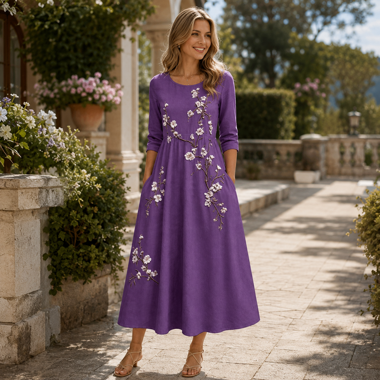 🌸 Florales Maxikleid mit femininer Passform – Stilvolle Leichtigkeit für jeden Anlass