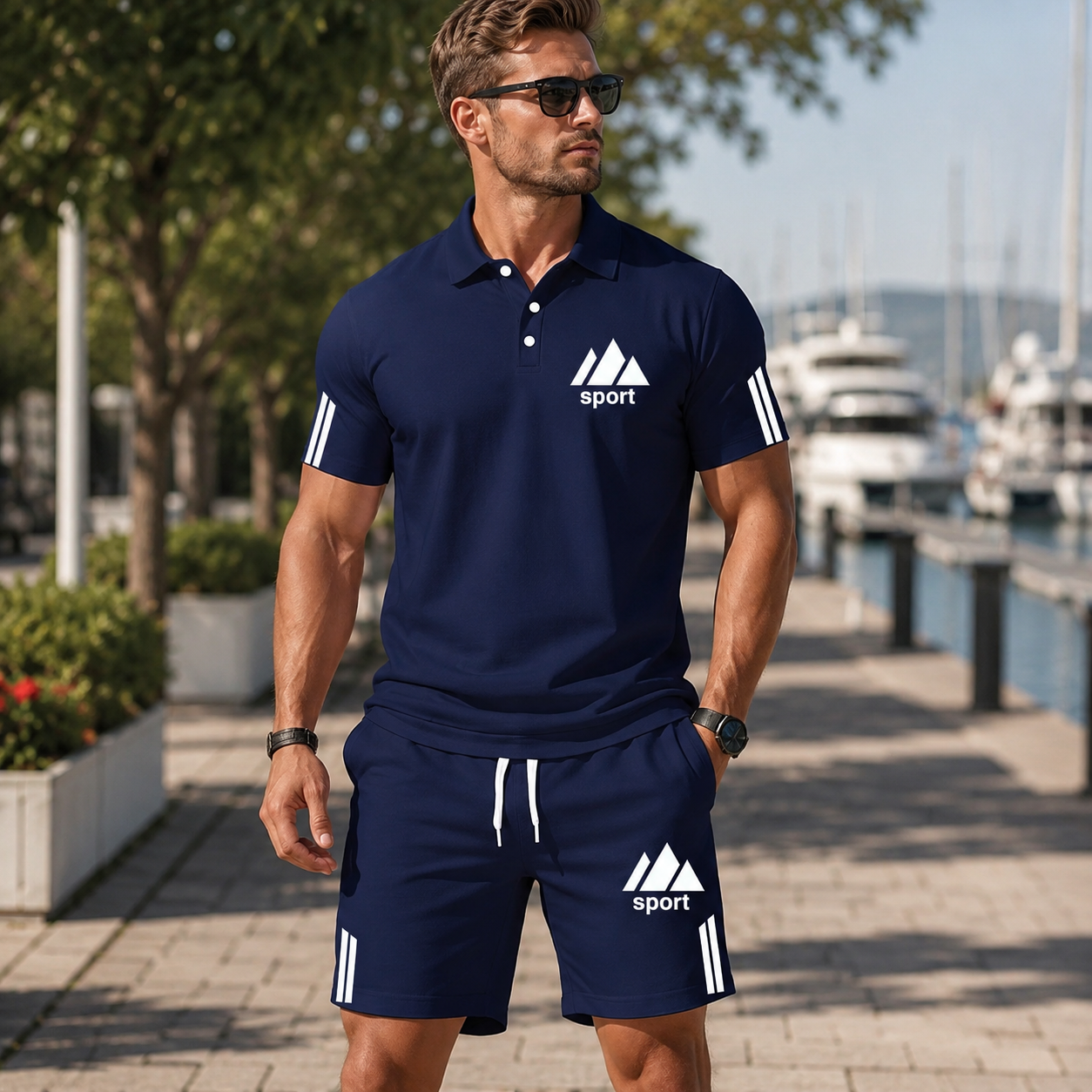 🌿 Herren-Polo-Zweiteiler mit Shorts – sportlich, gepflegt und angenehm unkompliziert