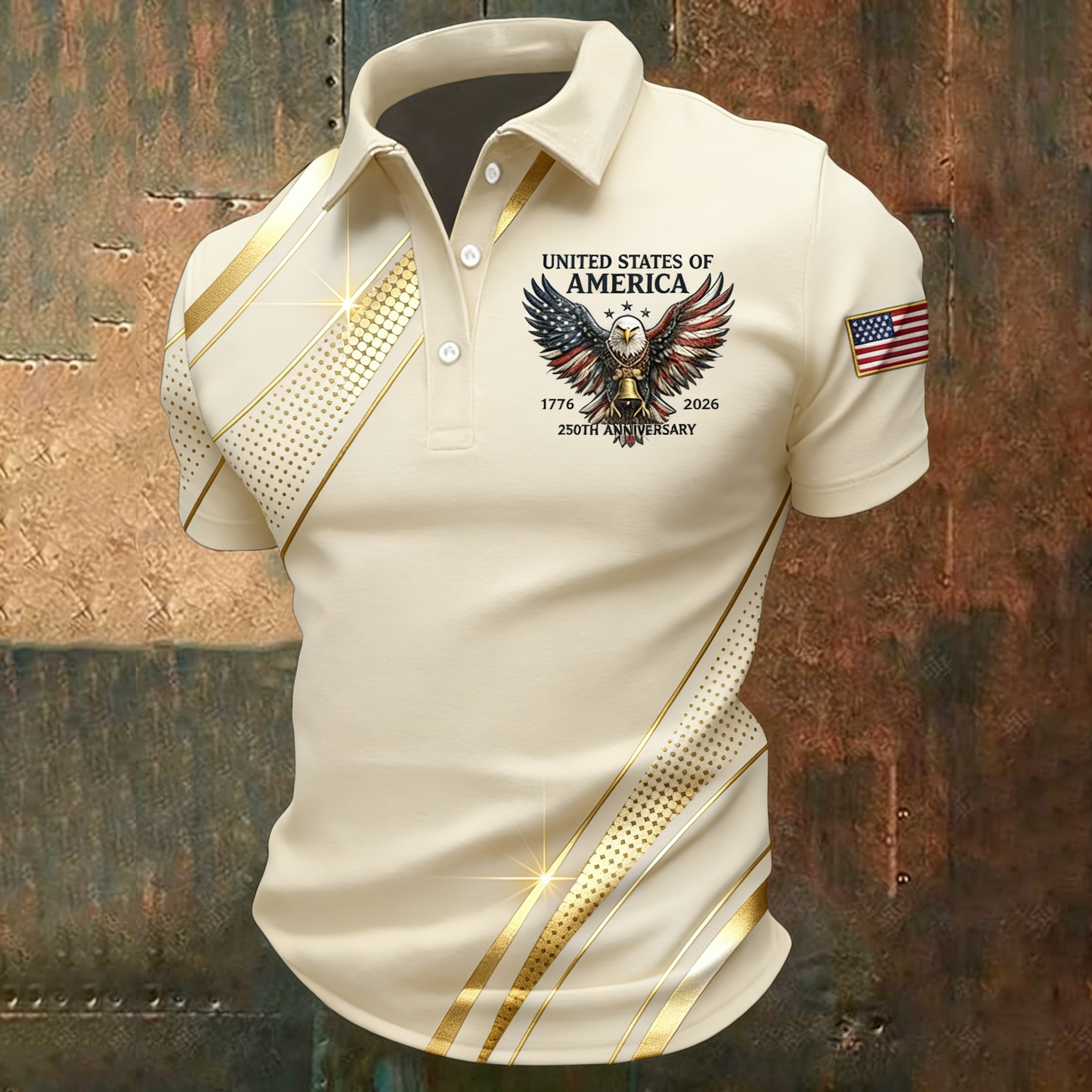 Men's American 250th Anniversary Print Casual Polo Shirt