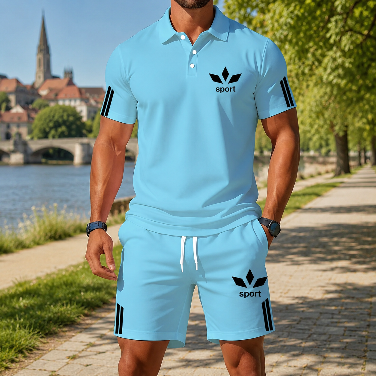 🏃‍♂️☀️ Sportliches Herren-Sommer-Set – Bequemes Polo-Shirt & Shorts für Freizeit, Urlaub und Alltag