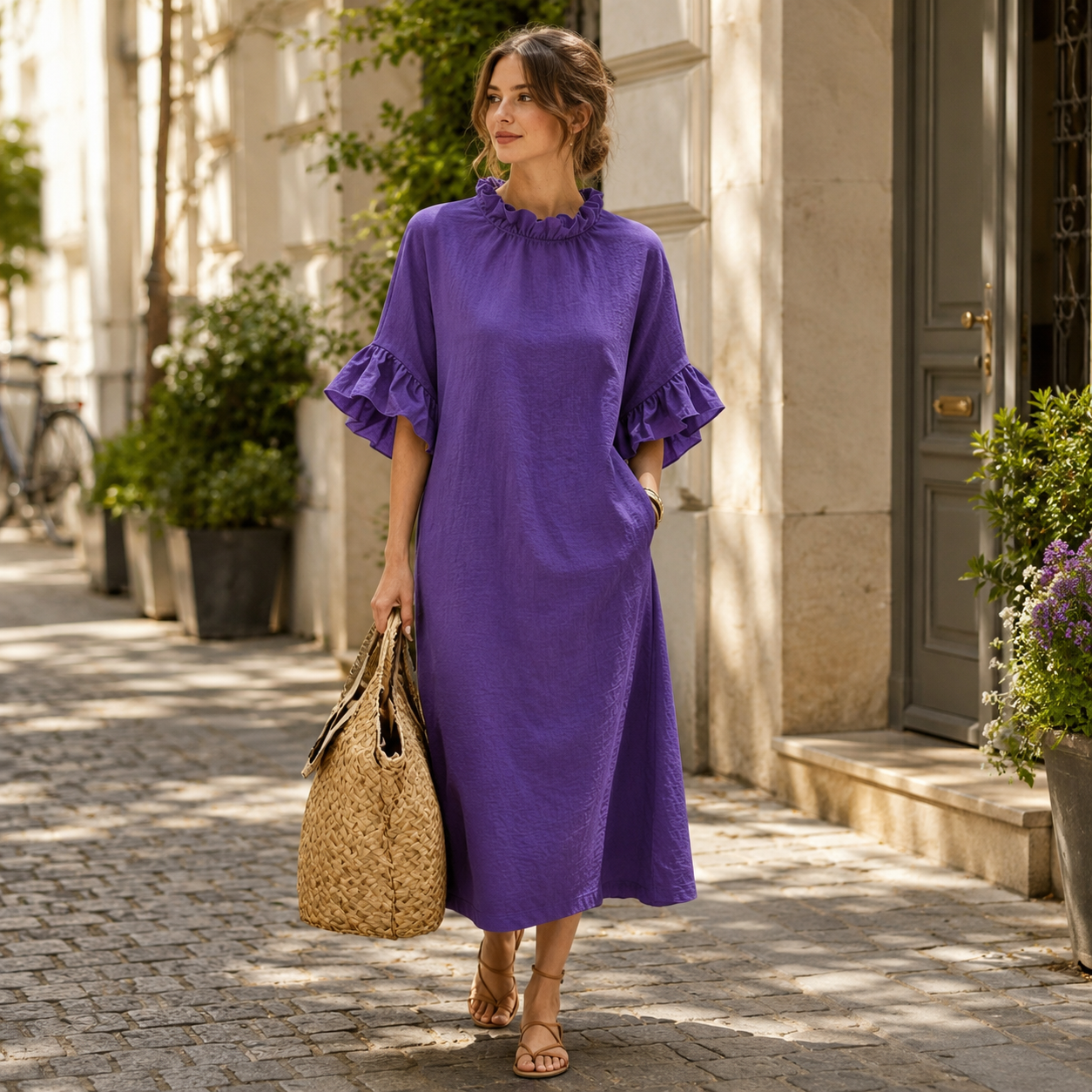 🌸 Luftig, feminin & elegant – Rüschenkleid mit Volantärmeln und entspannter Passform ✨