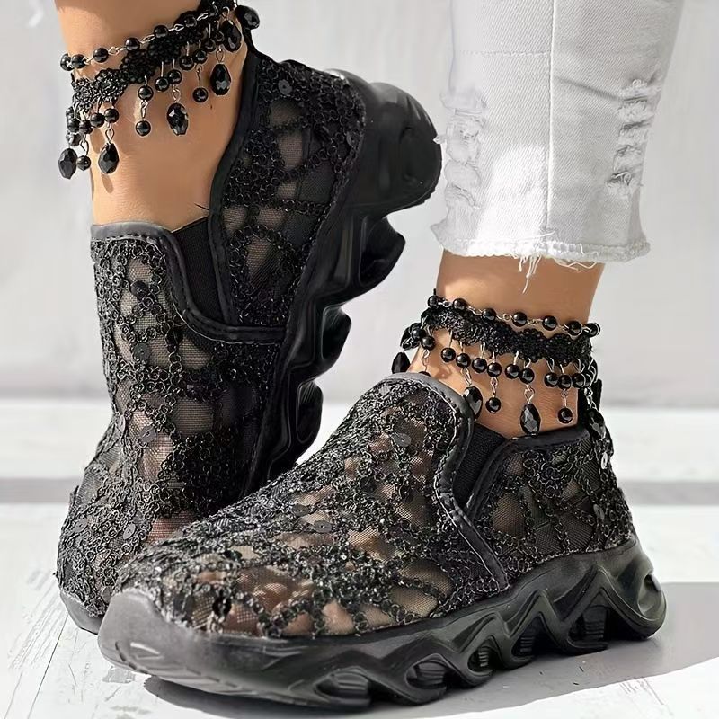 Casual Sneakers met Mesh-borduursel voor dames - Stijl ontmoet ultiem comfort! 👟✨