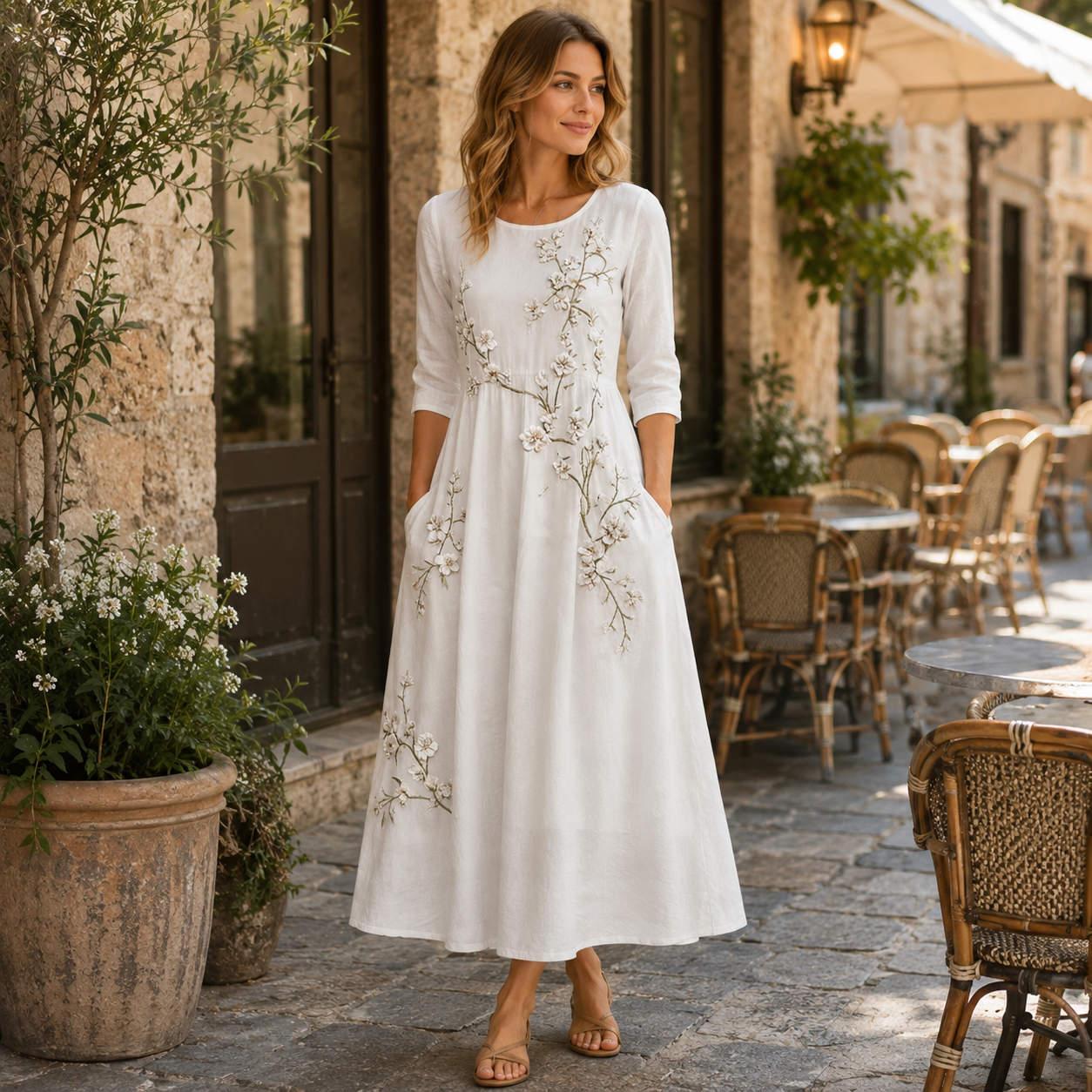 🌸 Florales Maxikleid mit femininer Passform – Stilvolle Leichtigkeit für jeden Anlass
