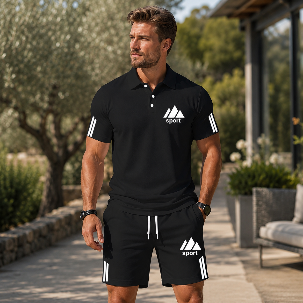 🌿 Herren-Polo-Zweiteiler mit Shorts – sportlich, gepflegt und angenehm unkompliziert