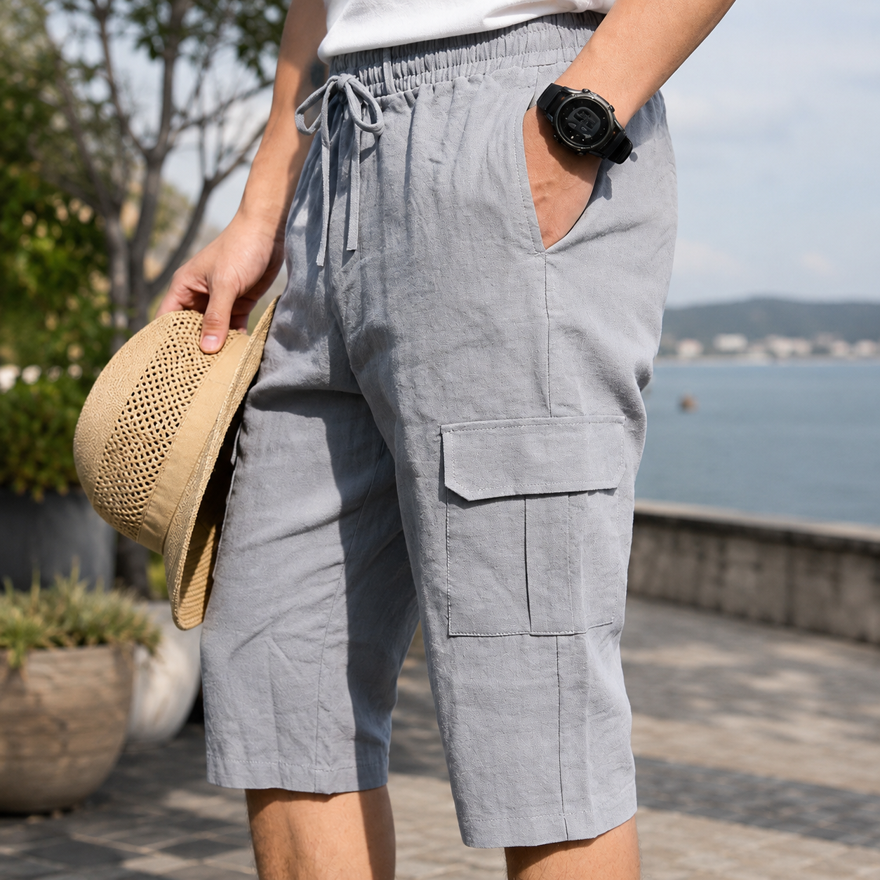 🌿 Leichte Cargo-Bermuda für Herren – entspannter Sommerstil mit praktischen Taschen