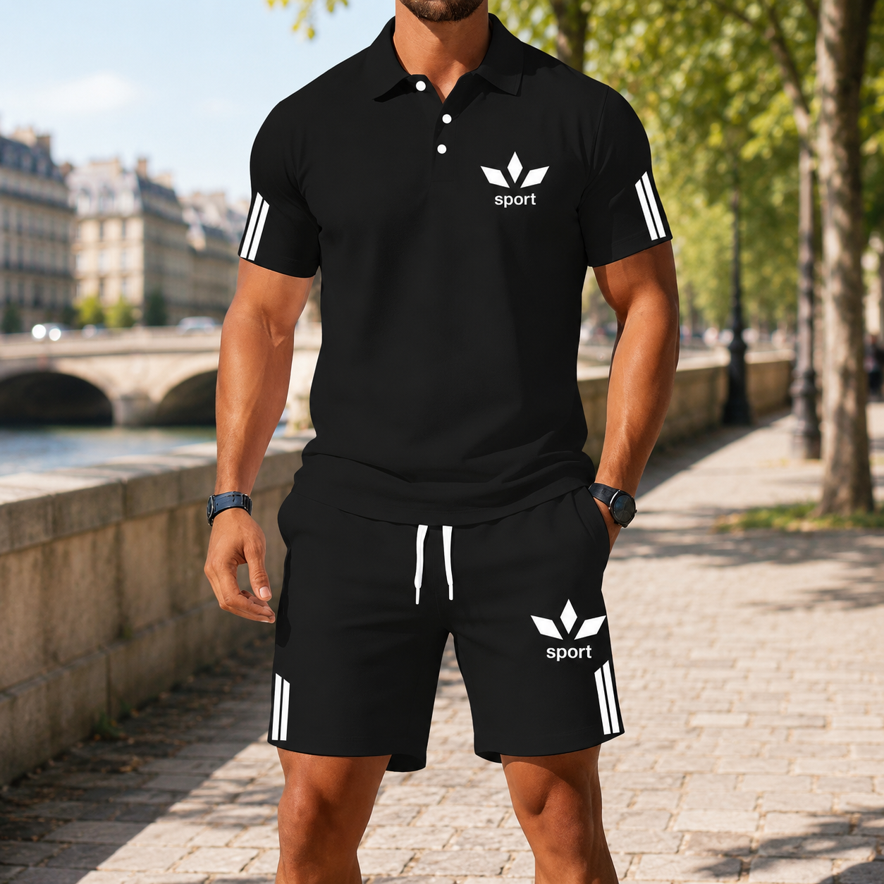 🏃‍♂️☀️ Sportliches Herren-Sommer-Set – Bequemes Polo-Shirt & Shorts für Freizeit, Urlaub und Alltag