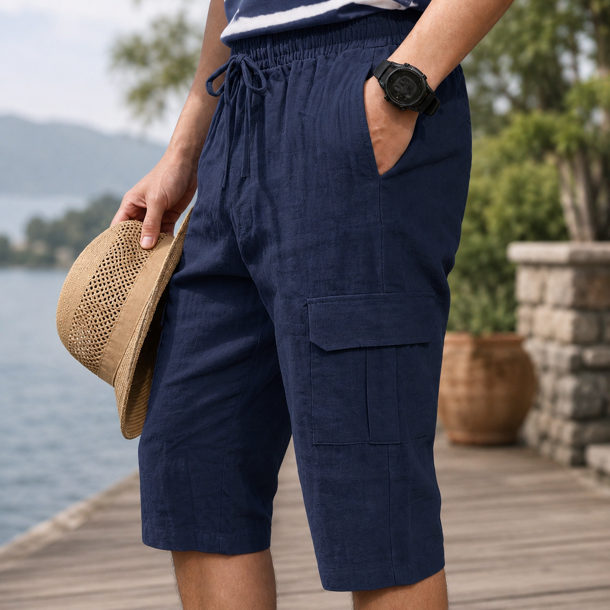 🌿 Leichte Cargo-Bermuda für Herren – entspannter Sommerstil mit praktischen Taschen