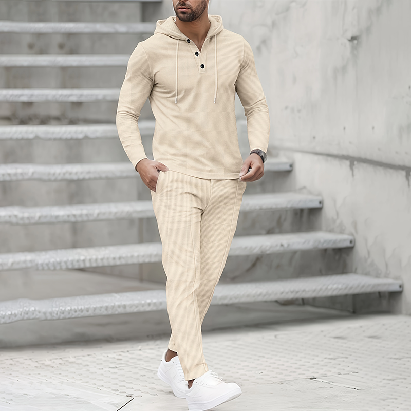 🎁2026 Nieuw binnen 70% KORTING💥Heren effen kleur hoodie trainingspak 2-delige set