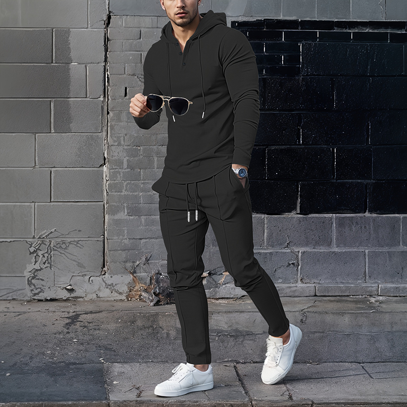 🎁2026 Nieuw binnen 70% KORTING💥Heren effen kleur hoodie trainingspak 2-delige set