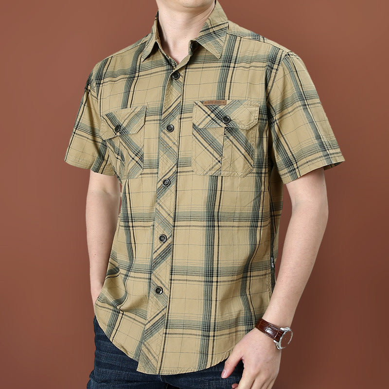 👔 TIJDELIJK 70% KORTING! 🍂 Heren Casual Geruit Korte Mouw Overhemd – Klassiek Patroon, Relaxte Pasvorm, Ademend Comfort ✨