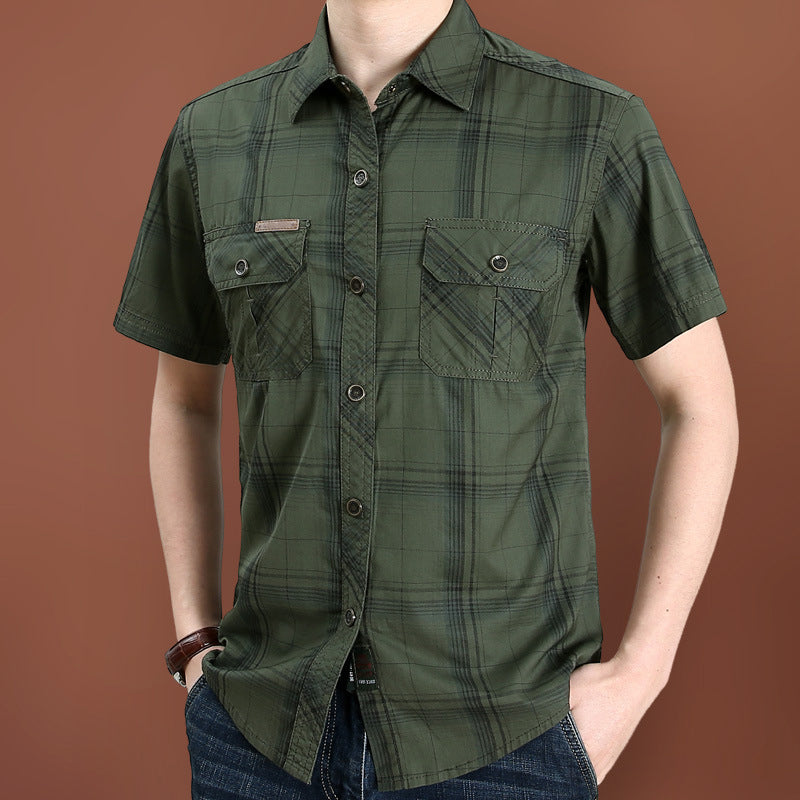 👔 TIJDELIJK 70% KORTING! 🍂 Heren Casual Geruit Korte Mouw Overhemd – Klassiek Patroon, Relaxte Pasvorm, Ademend Comfort ✨